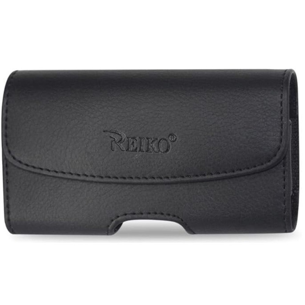 Reiko Black Leather Horizontal Cell Phone Belt Pouch Holster Case Iphone 4 & 4S